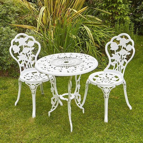White metal bistro set - white, 3
