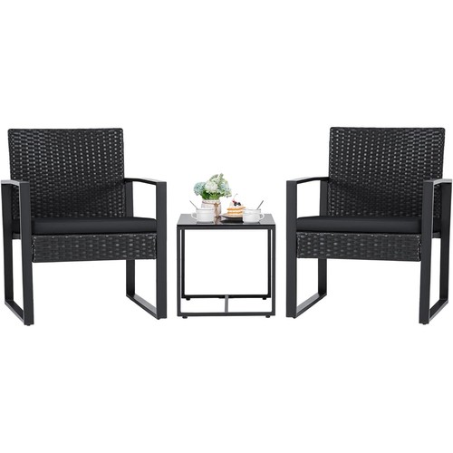 Piece black rattan bistro - rattan,