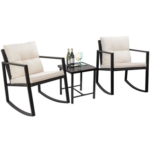 3pcs rattan rocking - bistro, set