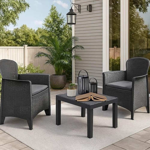 3pc rattan bistro set - rattan, outdoor